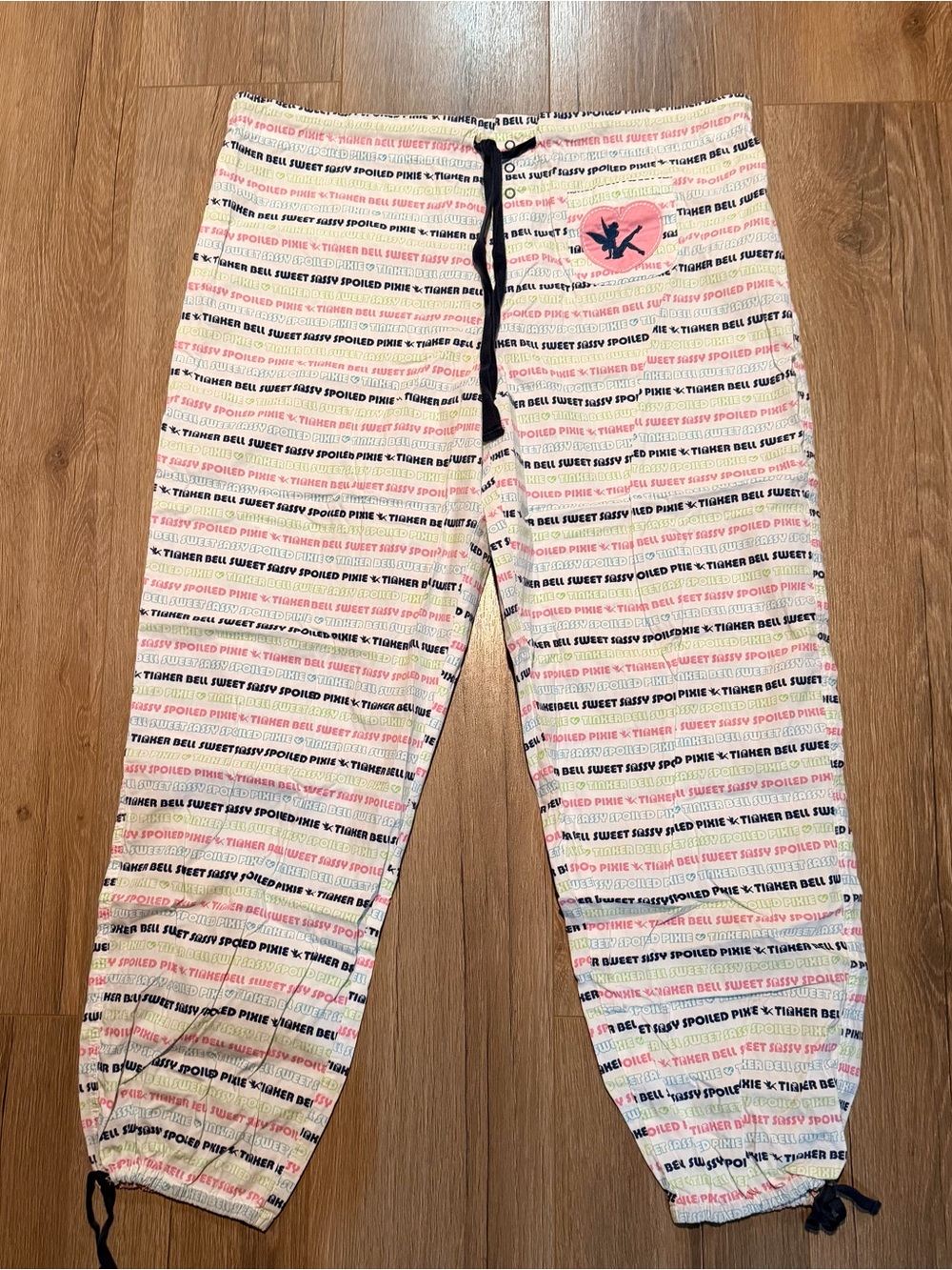 Vintage Disneyland Resort Parks Tinkerbell Pajama Pants Women’s White XL Cotton